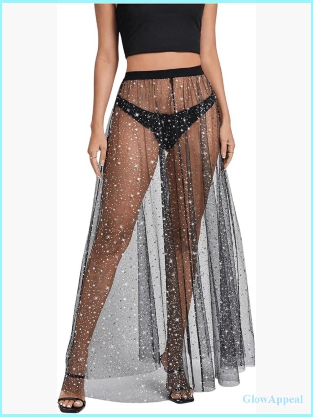 Sheer Mesh High Waist Maxi Skirt A-Line Festival Rave Clothing